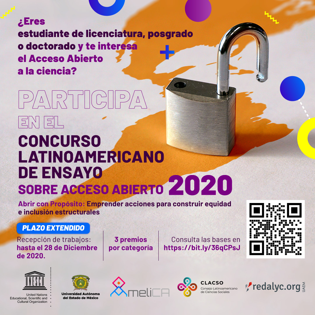 Concurso Latinoamericano de Ensayo sobre Acceso Abierto 2020 con el tema “Abrir con Propósito: emprender acciones para construir equidad e inclusión estructurales”